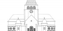 Variantní návrh č. II katolického kostela v Podmoklech